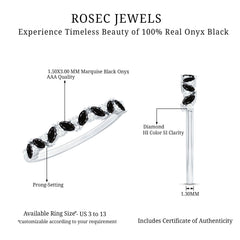 Minimalist Black Onyx and Diamond Half Eternity Ring