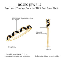Minimalist Black Onyx and Diamond Half Eternity Ring