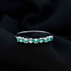 Marquise Emerald and Diamond Half Eternity Ring
