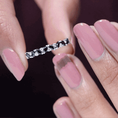 Marquise Created Black Diamond and Diamond Half Eternity Ring