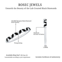 Marquise Created Black Diamond and Diamond Half Eternity Ring
