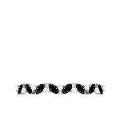 Marquise Created Black Diamond and Diamond Half Eternity Ring