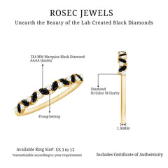 Marquise Created Black Diamond and Diamond Half Eternity Ring