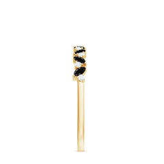 Marquise Created Black Diamond and Diamond Half Eternity Ring