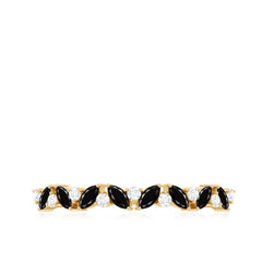 Marquise Created Black Diamond and Diamond Half Eternity Ring