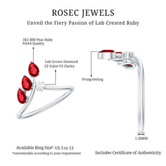 Certified Lab Grown Ruby Ring Guard with Diamond