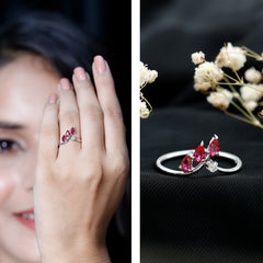 Certified Lab Grown Ruby Ring Guard with Diamond