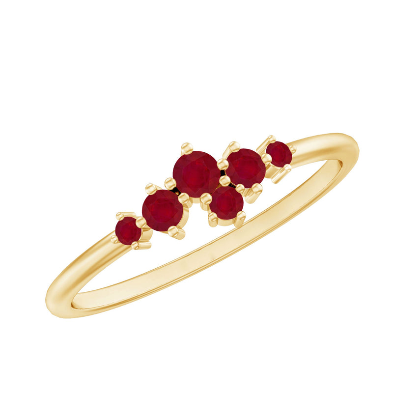 Natural Ruby Cluster Promise Ring for Women