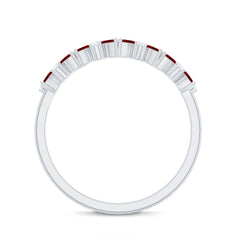 Natural Marquise Ruby Half Eternity Ring with Diamond