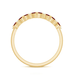 Natural Marquise Ruby Half Eternity Ring with Diamond