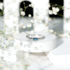 Baguette London Blue Topaz Solitaire Promise Ring