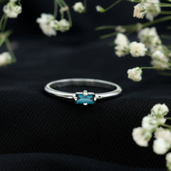 Baguette London Blue Topaz Solitaire Promise Ring