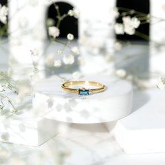 Baguette London Blue Topaz Solitaire Promise Ring