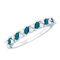 Marquise London Blue Topaz Anniversary Ring with Diamond