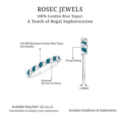 Marquise London Blue Topaz Anniversary Ring with Diamond
