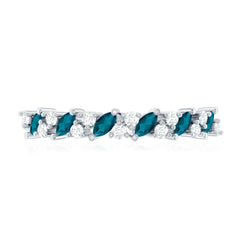 Marquise London Blue Topaz Anniversary Ring with Diamond