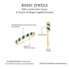 Marquise London Blue Topaz Anniversary Ring with Diamond