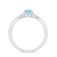 Oval Cut Real Aquamarine Solitaire Ring with Diamond