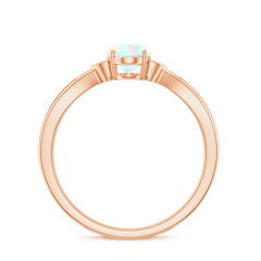 Natural Solitaire Ethiopian Opal Diamond Oval Engagement Ring With Pinched Shank