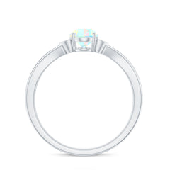 Natural Solitaire Ethiopian Opal Diamond Oval Engagement Ring With Pinched Shank