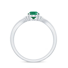 5X7 mm Oval Cut Emerald Vintage Engagement Ring with Diamond