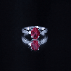 Oval Shaped 6X8MM Lab Created Ruby Solitaire Engagement Ring