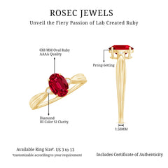Oval Shaped 6X8MM Lab Created Ruby Solitaire Engagement Ring