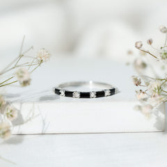 Lab Grown Black Diamond and Diamond Minimal Half Eternity Ring