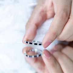 Lab Grown Black Diamond and Diamond Minimal Half Eternity Ring