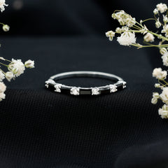 Lab Grown Black Diamond and Diamond Minimal Half Eternity Ring