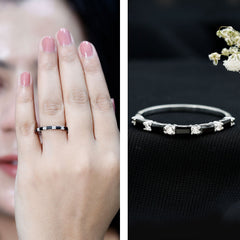 Lab Grown Black Diamond and Diamond Minimal Half Eternity Ring