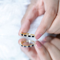 Lab Grown Black Diamond and Diamond Minimal Half Eternity Ring