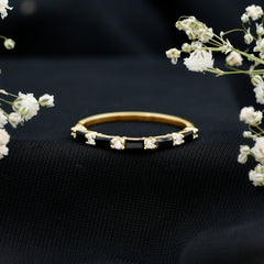 Lab Grown Black Diamond and Diamond Minimal Half Eternity Ring