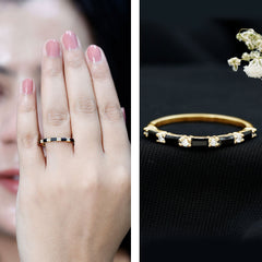Lab Grown Black Diamond and Diamond Minimal Half Eternity Ring
