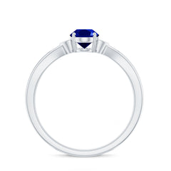 Certified 1 Carat Oval Lab Grown Blue Sapphire Solitaire Engagement Ring with Diamond