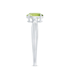 Natural 1 Carat Peridot Oval Engagement Ring with Diamond