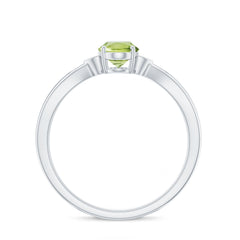 Natural 1 Carat Peridot Oval Engagement Ring with Diamond