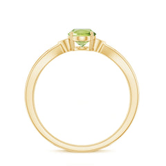 Natural 1 Carat Peridot Oval Engagement Ring with Diamond