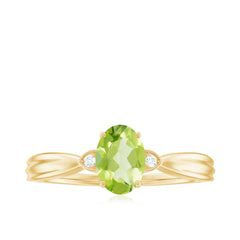 Natural 1 Carat Peridot Oval Engagement Ring with Diamond