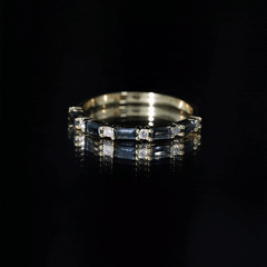 Baguette London Blue Topaz and Diamond Stackable Band Ring