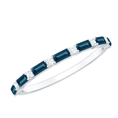 Baguette London Blue Topaz and Diamond Stackable Band Ring