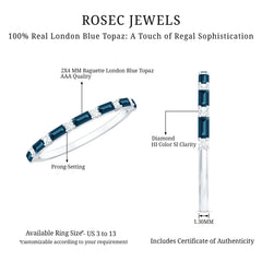 Baguette London Blue Topaz and Diamond Stackable Band Ring
