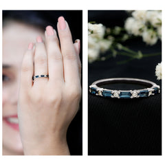 Baguette London Blue Topaz and Diamond Stackable Band Ring