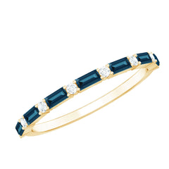 Baguette London Blue Topaz and Diamond Stackable Band Ring