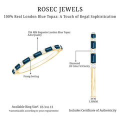 Baguette London Blue Topaz and Diamond Stackable Band Ring