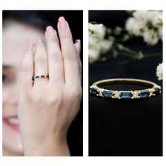 Baguette London Blue Topaz and Diamond Stackable Band Ring
