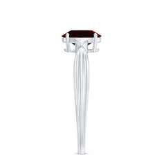 Certified Natural Garnet Diamond Oval Engagement Ring with Pinched Shank