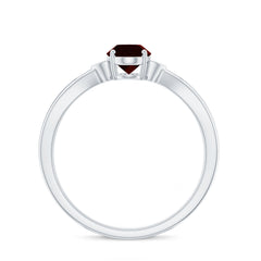 Certified Natural Garnet Diamond Oval Engagement Ring with Pinched Shank
