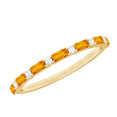 Lab Grown Orange Sapphire and Diamond Half Eternity Stackable Ring
