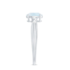 1 CT Oval Cut Moonstone Solitaire Ring with Diamond